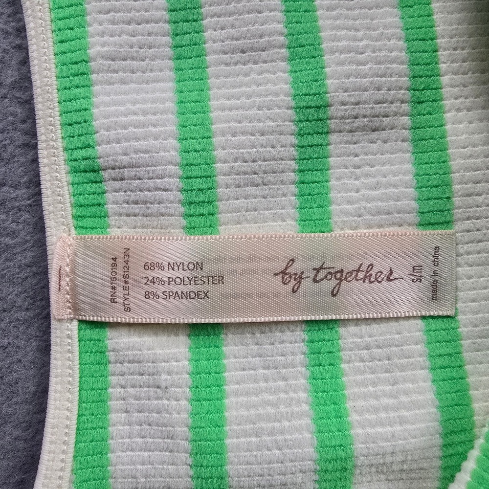 By Together Womens Striped Ribbed Knit Bodysuit Square Neck S/M nylon spandex - Picture 5 of 7
